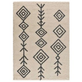 Tapis intérieur ATTICGO blanc rectangulaire shaggy ethnique 133x190 cm ATLAS