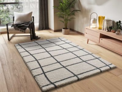 Tapis intérieur ATTICGO blanc rectangulaire shaggy scandinave 160x230 cm ATLAS