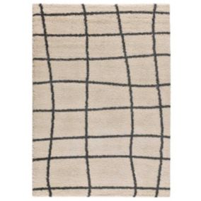 Tapis intérieur ATTICGO blanc rectangulaire shaggy scandinave 80x150 cm ATLAS