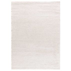 Tapis intérieur ATTICGO blanc rectangulaire shaggy uni 120x180 cm ATLAS