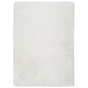 Tapis intérieur ATTICGO blanc rectangulaire shaggy uni 140x200 cm ALPACA