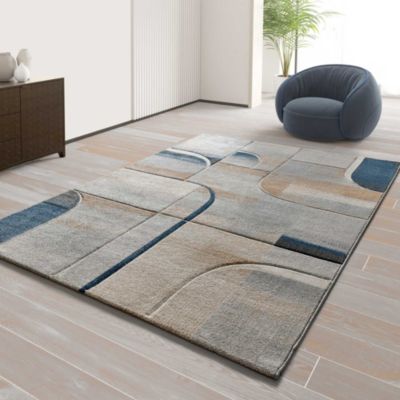 Tapis intérieur ATTICGO bleu rectangulaire abstrait 140x200 cm MEDEL