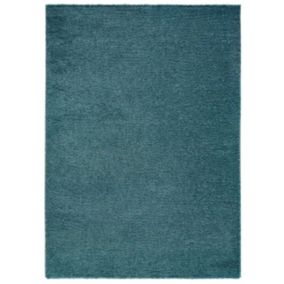 Tapis intérieur ATTICGO bleu rectangulaire shaggy uni 120x180 cm ATLAS