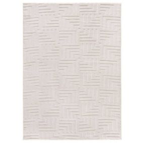 Tapis intérieur ATTICGO crème rectangulaire géometrique avec relief 120x170 cm ESTILO