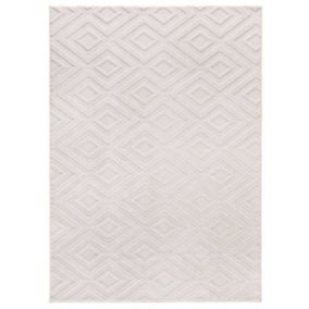 Tapis intérieur ATTICGO crème rectangulaire géometrique avec relief 120x170 cm ESTILO