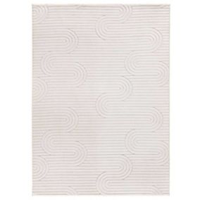 Tapis intérieur ATTICGO crème rectangulaire géometrique avec relief 120x170 cm ESTILO