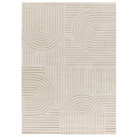 Tapis intérieur ATTICGO crème rectangulaire géometrique avec relief 120x170 cm VERONA