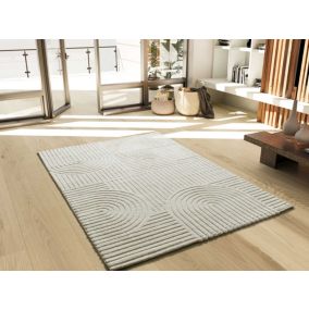Tapis intérieur ATTICGO crème rectangulaire géometrique avec relief 160x230 cm VERONA