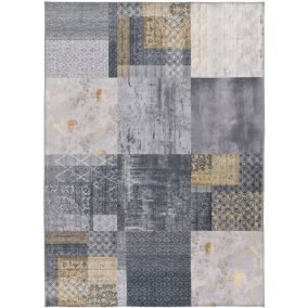 Tapis intérieur ATTICGO gris rectangulaire abstrait 120x170 cm NEILA