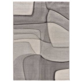 Tapis intérieur ATTICGO gris rectangulaire abstrait 140x200 cm MEDEL