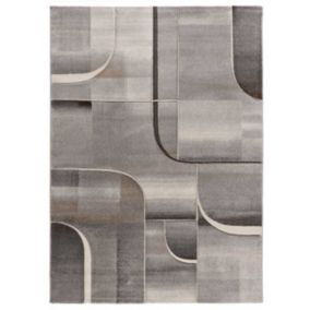 Tapis intérieur ATTICGO gris rectangulaire abstrait 140x200 cm MEDEL