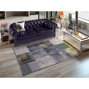 Tapis intérieur ATTICGO gris rectangulaire abstrait 140x200 cm NEILA