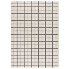 Tapis intérieur ATTICGO gris rectangulaire géometrique avec relief 133x190 cm KARISMA