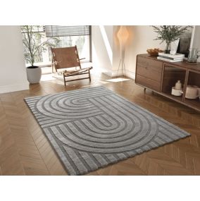 Tapis intérieur ATTICGO gris rectangulaire scandinave 80x150 cm SNOWY