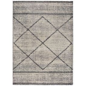 Tapis intérieur ATTICGO gris rectangulaire éthnique 80x150 cm KASBAH