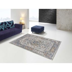 Tapis intérieur ATTICGO gris rectangulaire vintage 140x200 cm MABEL