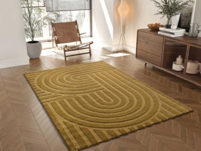 Tapis intérieur ATTICGO moutarde rectangulaire scandinave 120x170 cm SNOWY