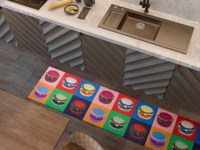 Tapis intérieur ATTICGO multicolore rectangulaire Dessins hamburgers 52x200 cm RICCI