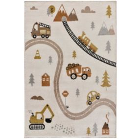 Tapis intérieur ATTICGO multicolore rectangulaire enfant voitures et routes 120x170 cm BEATS