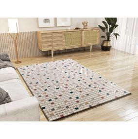 Tapis intérieur ATTICGO multicolore rectangulaire géometrique avec relief 200x290 cm KARISMA