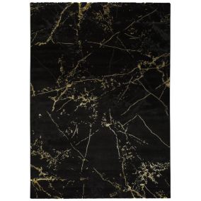 Tapis intérieur ATTICGO noir rectangulaire abstrait 140x200 cm GOLD