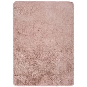 Tapis intérieur ATTICGO rose poudré rectangulaire shaggy uni 140x200 cm ALPACA