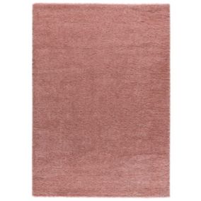 Tapis intérieur ATTICGO rose rectangulaire shaggy uni 120x180 cm ATLAS