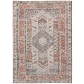 Tapis intérieur ATTICGO terracotta rectangulaire vintage 120x170 cm MANDALA