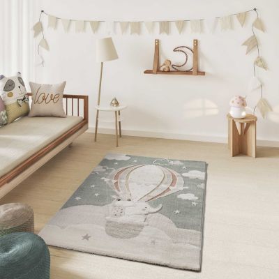 Tapis intérieur ATTICGO vert rectangulaire enfant animaux 120x170 cm CLOWN