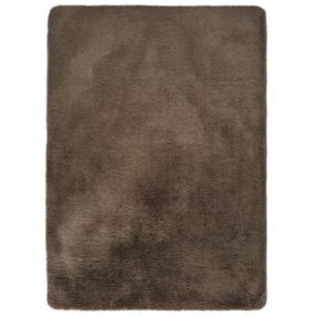 Tapis intérieur ATTICGO vison rectangulaire shaggy uni 200x290 cm ALPACA