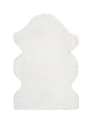 Tapis intérieur blanc forme irrégulière diam.60 cm FOX shaggy uni - ATTICGO