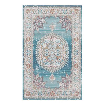 Tapis intérieur et extérieur plat contemporain Dingle 180x60 CM - Bleu