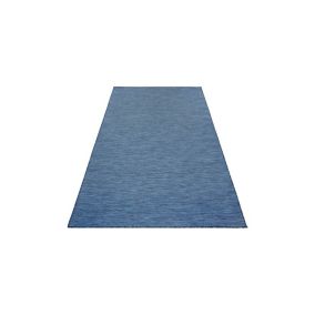 Tapis intérieur et extérieur plat en polypropylène uni Lea 170x120 CM - Bleu