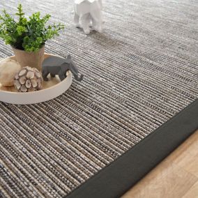 Tapis intérieur / extérieur - Bornéo silver - Ganse polypropylène anthracite - 250 x 350 cm