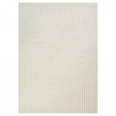 Tapis intérieur extérieur en relief ton sur ton LYN14 ARC6EL, crème