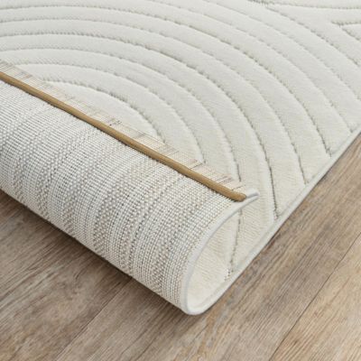 Tapis intérieur extérieur en relief ton sur ton LYN14 ARC6EL, crème