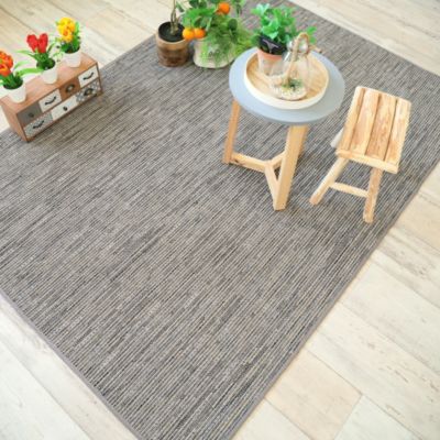 Tapis intérieur / extérieur en tissé plat - Bornéo silver - Galon couleur lin - 120 x 170 cm