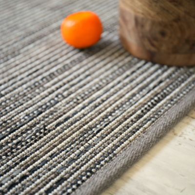 Tapis intérieur / extérieur en tissé plat - Bornéo silver - Galon couleur lin - 120 x 170 cm