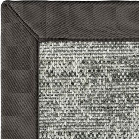 Tapis intérieur / extérieur Jambi - Nuances gris minéral - Ganse anthracite - 120 x 170 cm