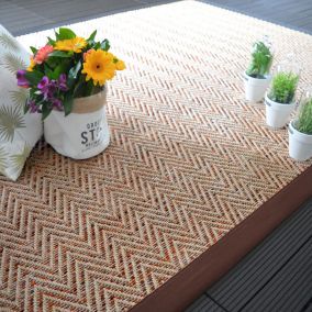 Tapis intérieur / extérieur - Java Chevron nature - Ganse marron - 160 x 230 cm