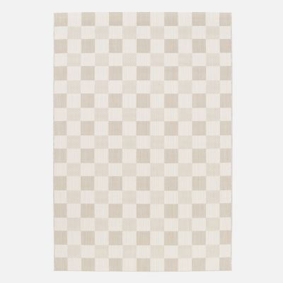 Tapis intérieur/extérieur motif damier beige 120x170cm polyester recyclé