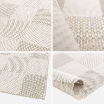 Tapis intérieur/extérieur motif damier beige 120x170cm polyester recyclé