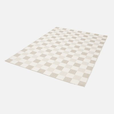 Tapis intérieur/extérieur motif damier beige 120x170cm polyester recyclé