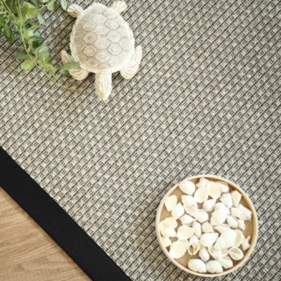 Tapis intérieur / extérieur - Natté Sumatra silver - Ganse noire - 140 x 200 cm
