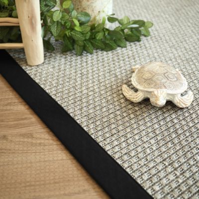 Tapis intérieur / extérieur - Natté Sumatra silver - Ganse noire - 140 x 200 cm