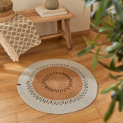 Tapis intérieur extérieur tissé main aspect jute CUZCO 080x150 cm