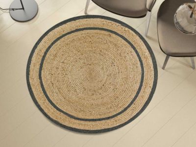 Tapis intérieur gris rond diam.90 cm MAHON naturel - ATTICGO