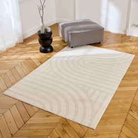 Tapis intérieur motifs arches. poils ras 80 x 150cm crème