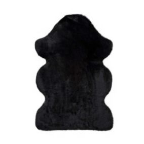 Tapis intérieur noir forme irrégulière diam.60 cm FOX shaggy uni - ATTICGO