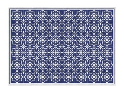 Tapis intérieur ou extérieur effet carreaux de ciment - 150 x 200 cm - Bleu et blanc - BAYONA